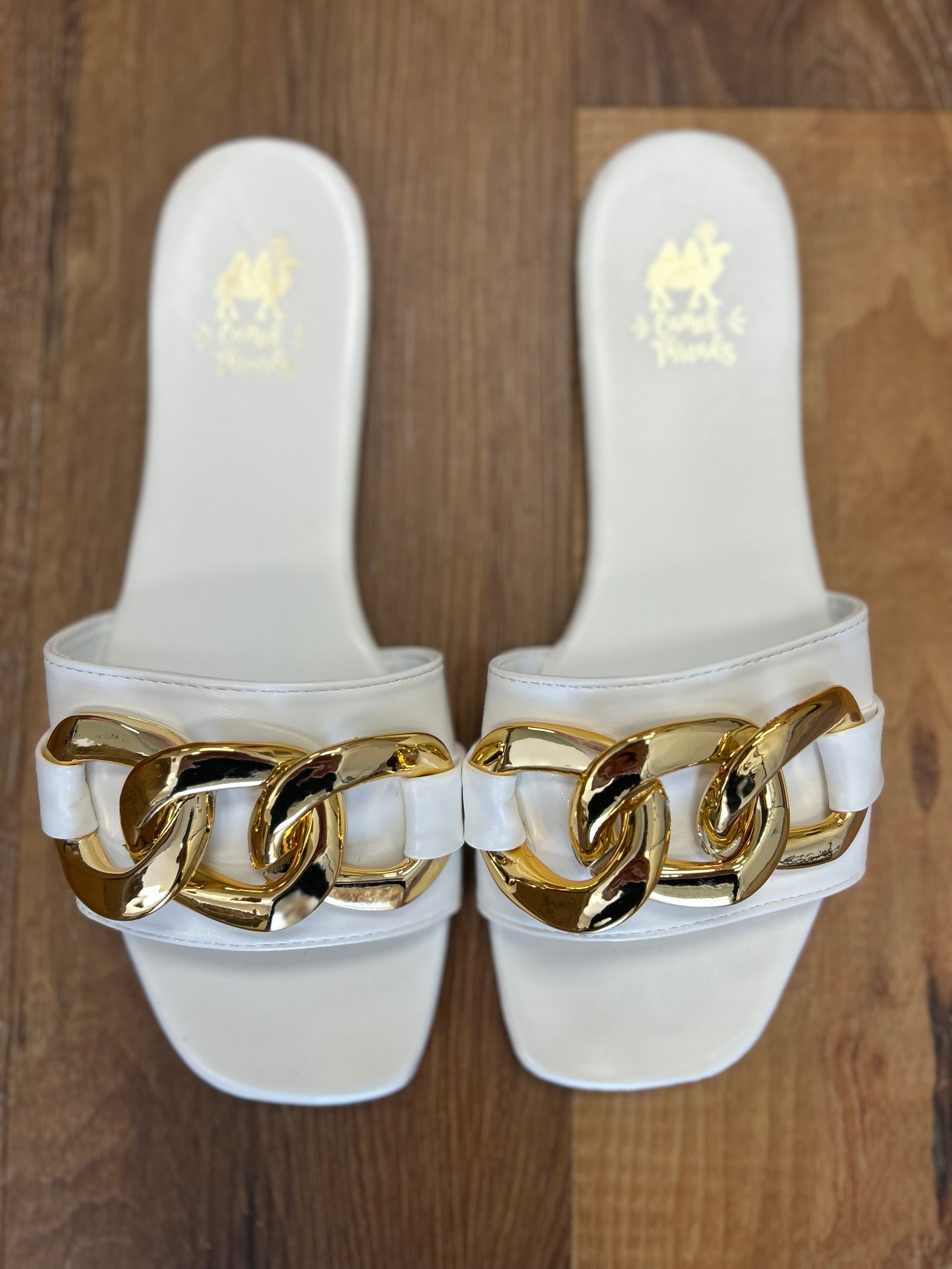 Camel Threads White Sandals